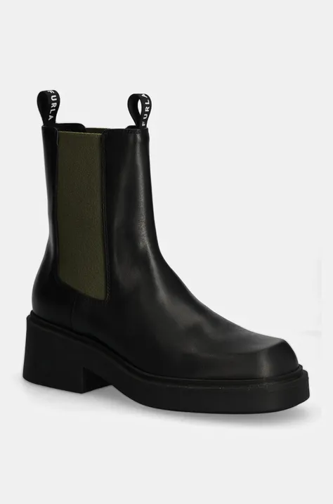 Kožené topánky Furla College Chelsea Boot dámske, čierna farba, na plochom podpätku, YI49FCG BX1327 3526S