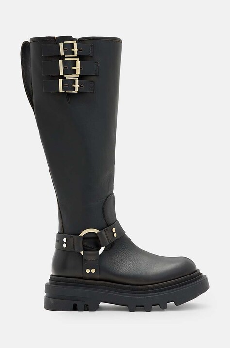 AllSaints ghete de piele Jade Biker Boot femei, culoarea negru, cu platforma, W055FB