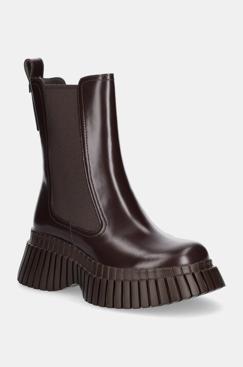 Kožené topánky chelsea Camper BCN dámske, hnedá farba, na plochom podpätku, K400726-003