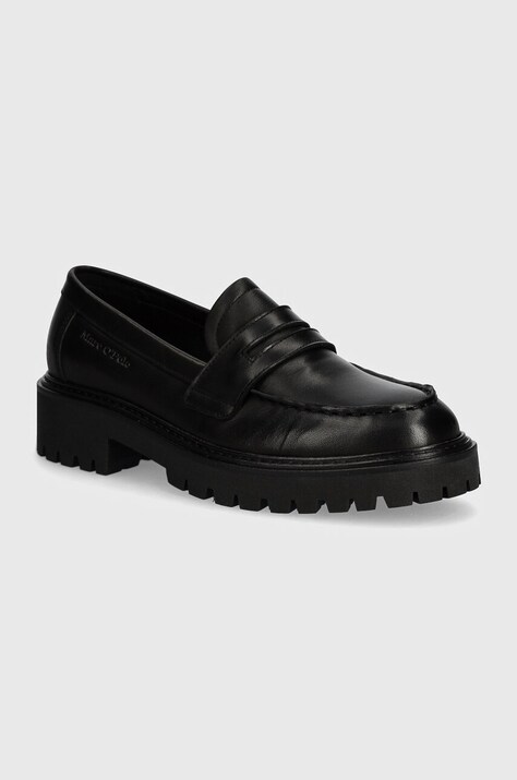 Marc O'Polo mocasini de piele femei, culoarea negru, cu platforma, 40718093201100 OO2M3010