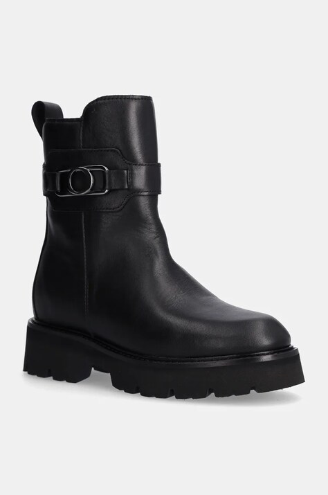 Marc O'Polo cizme de piele femei, culoarea negru, cu toc plat, izolare usoara, 40818506001134 OO2M3036