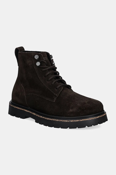 Semišové topánky Birkenstock Highwood Lace dámske, hnedá farba, na plochom podpätku, 1028940