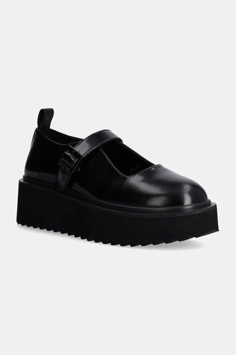 Love Moschino pantofi de piele femei, culoarea negru, cu platforma, JA10456I0LJD0000