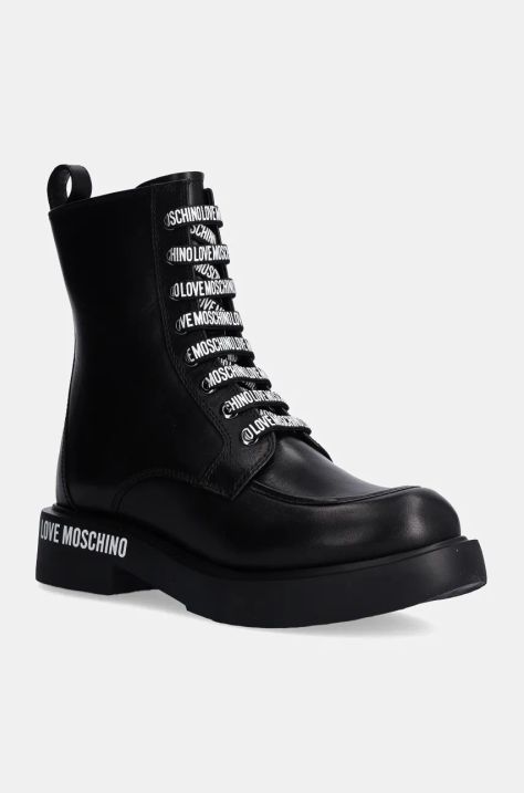 Love Moschino workery skórzane damskie kolor czarny na platformie JA24214G0LIA0000