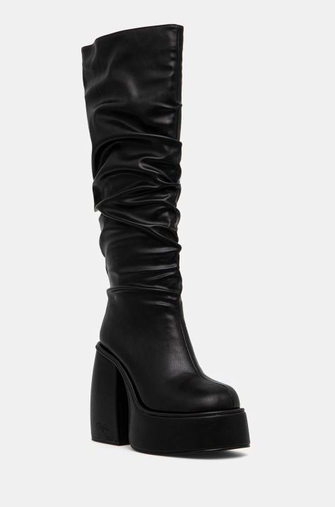 Elegantni škornji Buffalo Heart Boot Hi ženski, črna barva, 1220061-BLK