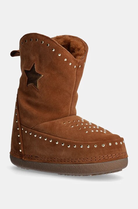 Inuikii cizme de zapada din piele intoarsa Cowboy Studs culoarea maro, 75101-066