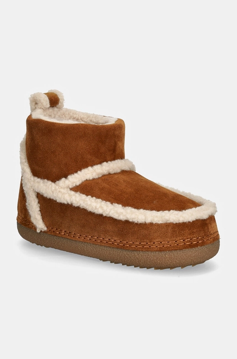 Snežke iz semiša Inuikii Classic Shearling Low rjava barva, 75101-009