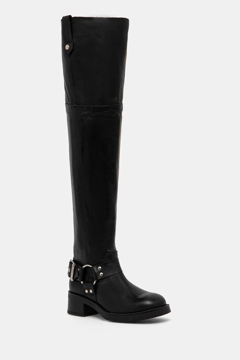 Steve Madden ghete de piele Bosal femei, culoarea negru, cu toc drept, SM11003230