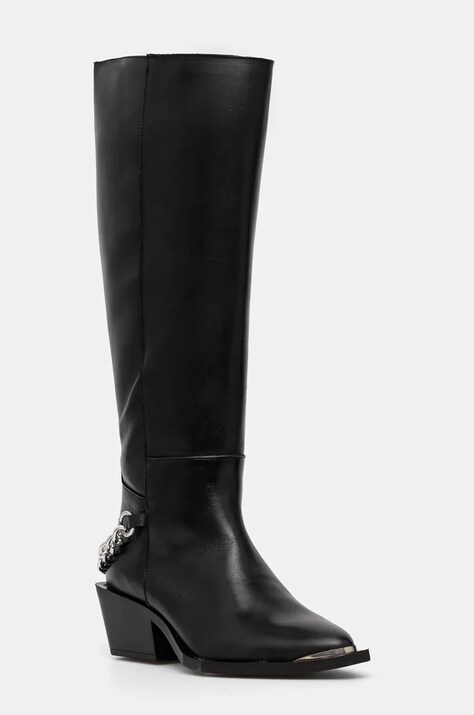 Steve Madden ghete de piele Xayenne femei, culoarea negru, cu toc drept, SM11003321