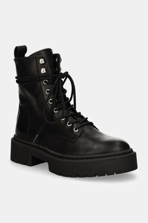 Шкіряні черевики Steve Madden Gusto жіночі колір чорний на плоскому ходу SM11003330