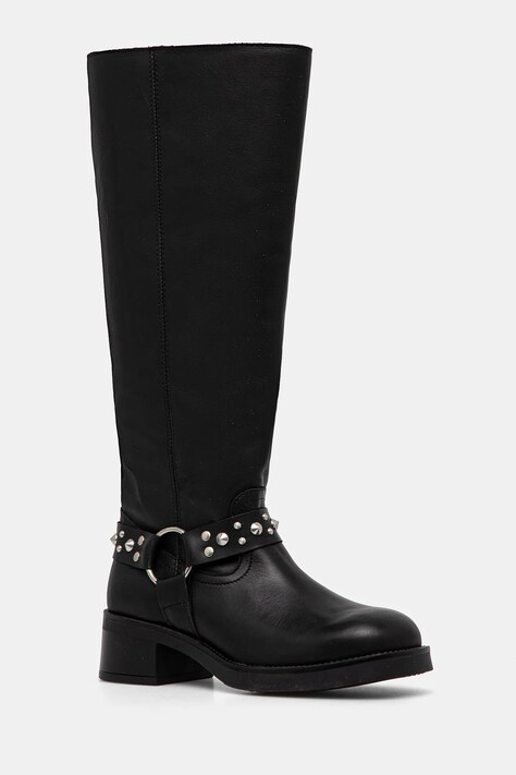 Steve Madden ghete de piele Brenna femei, culoarea negru, cu toc drept, SM11003351