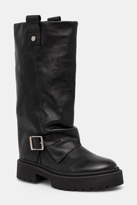 Steve Madden ghete de piele Godiva femei, culoarea negru, cu platforma, SM11003413