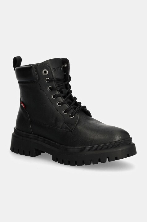 Levi's bocanci LENNOX femei, culoarea negru, cu toc plat, 000CK-0001