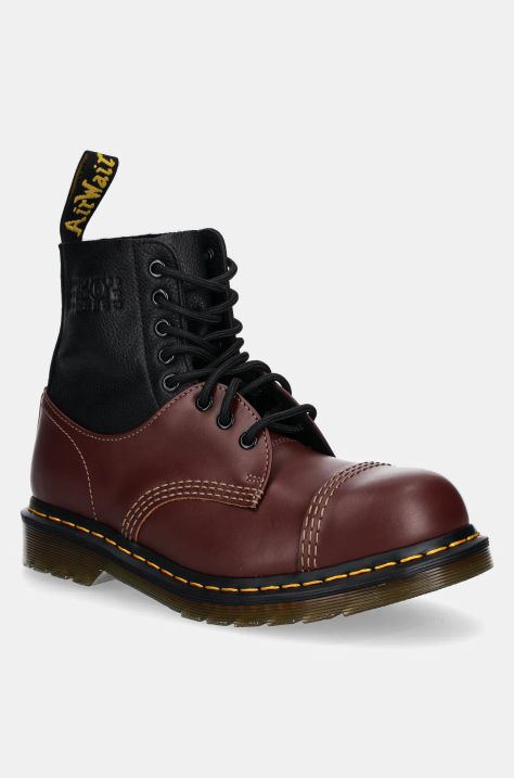 Кожаные полусапожки MM6 Maison Margiela MM6 Maison Margiela x Dr. Martens женские цвет бордовый на плоском ходу S66WU0125.P8029