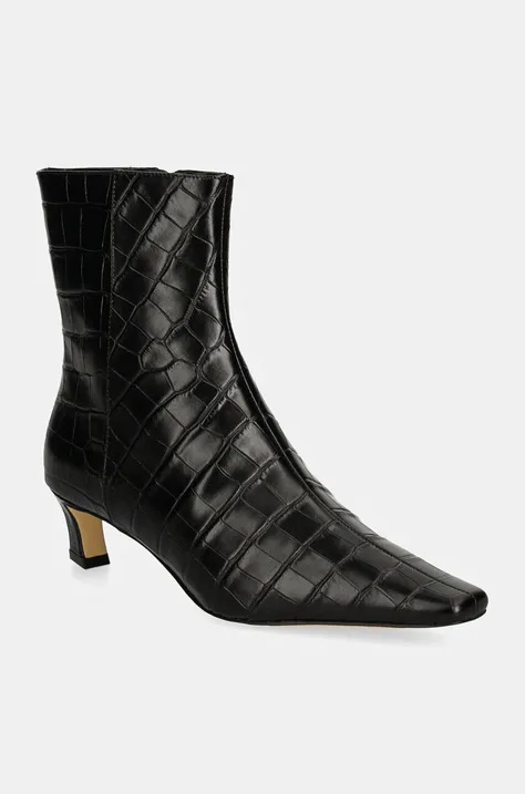 Kožené členkové topánky MICHAEL Michael Kors Cosmo dámske, čierna farba, na nízkom podpätku, 40F4CSME5E.001