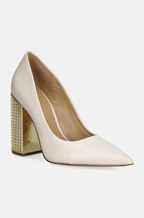 MICHAEL Michael Kors pantofi de piele Maxine culoarea bej, cu toc drept, 40F4MXHP1L.289