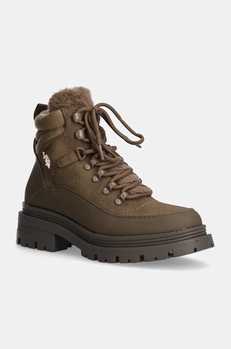 U.S. Polo Assn. bocanci ALICYA femei, culoarea verde, cu platforma, izolare usoara, ALICYA001W/DHY1