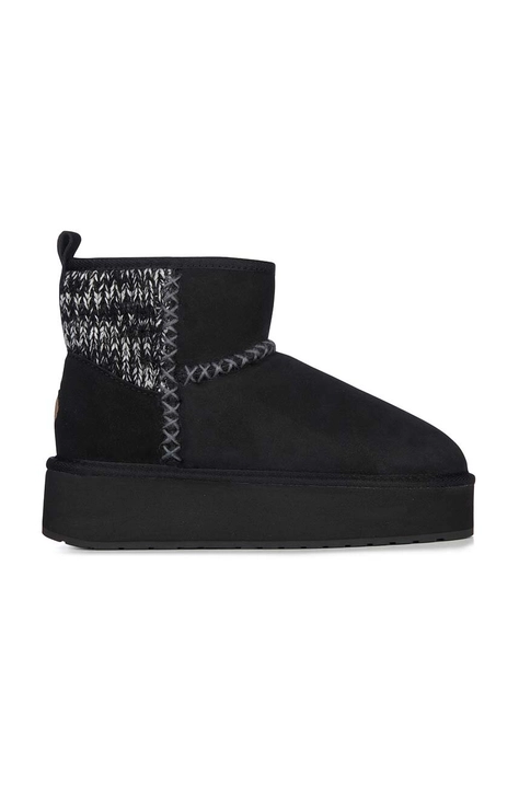 Čizme za snijeg od brušene kože Emu Australia Stinger Knit Flatform boja: crna, W13143.BLAK