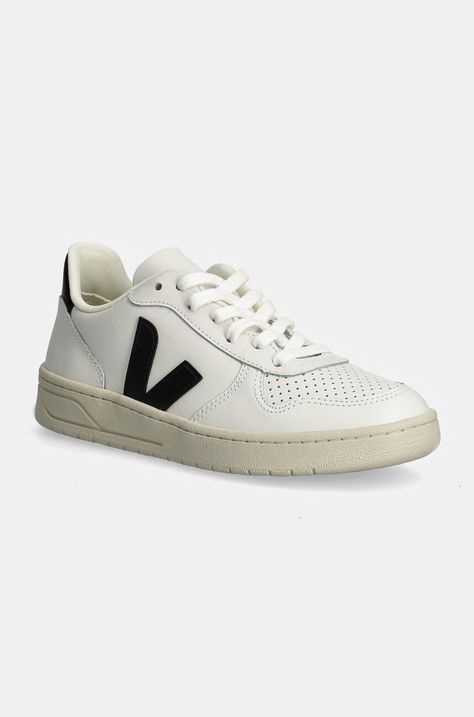 Veja sneakers din piele V-10 culoarea alb, VX0200005A