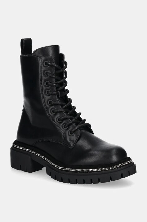 Steve Madden bocanci de piele Opt-In femei, culoarea negru, cu platforma, SM11003484