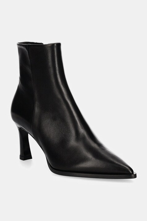 Кожаные полусапожки Billi Bi женские цвет чёрный на шпильке A7540