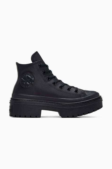 Converse scarpe da ginnastica in pelle Chuck Taylor All Star Lugged Heel colore nero A10369C