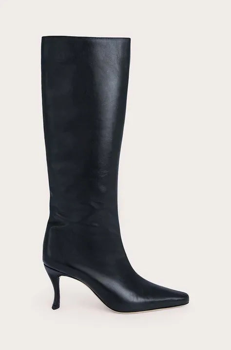 Kožne čizme By Far Stevie 42 za žene, boja: crna, s tankom potpeticom, 21PFSVIDBLSMC