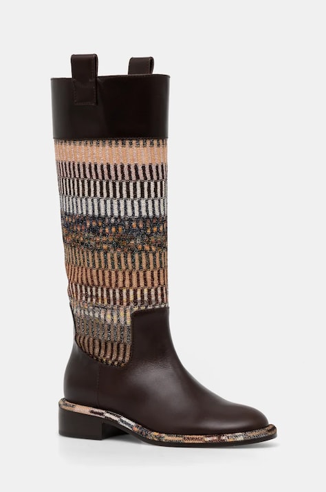 Сапоги Missoni Clo женские цвет коричневый каблук кирпичик MW67_044