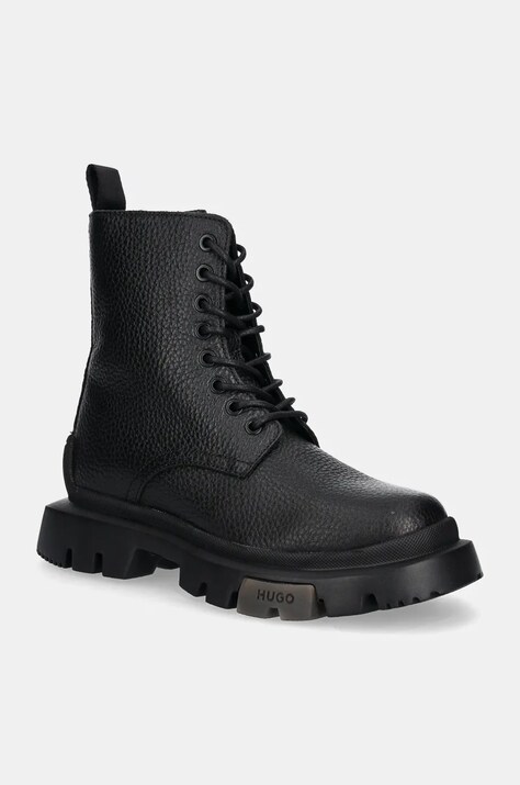 Кожени кубинки HUGO Fabyan в черно с платформа 50529893