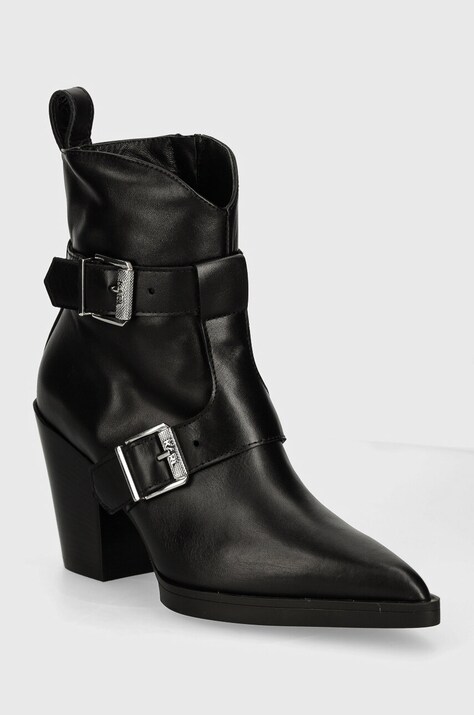 Karl Lagerfeld cizme de piele KOWBOY femei, culoarea negru, cu toc drept, KL31254
