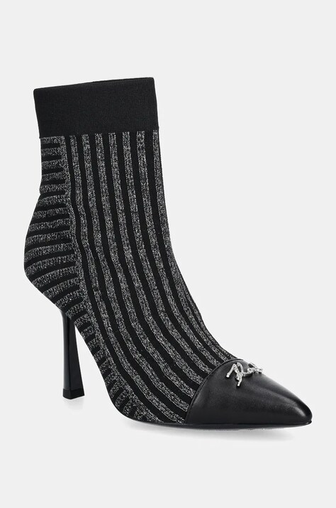 Karl Lagerfeld botine PANDARA II femei, culoarea argintiu, cu toc cui, KL31343
