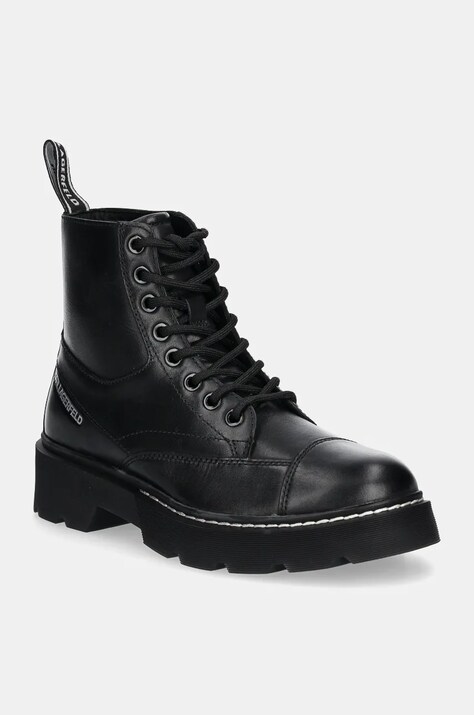 Karl Lagerfeld bocanci de piele KAMDEN femei, culoarea negru, cu platforma, KL40450