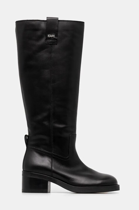Karl Lagerfeld ghete de piele BROOKLYN femei, culoarea negru, cu toc drept, KL41790