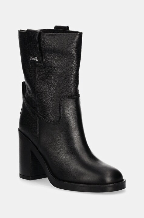 Karl Lagerfeld cizme de piele BROOKLYN femei, culoarea negru, cu toc drept, KL41874