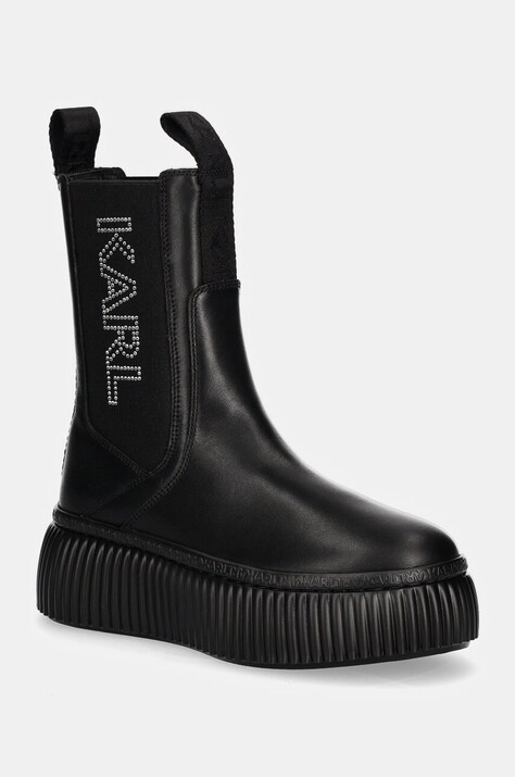 Kožne gležnjače Karl Lagerfeld KREEPER za žene, boja: crna, s platformom, KL42343