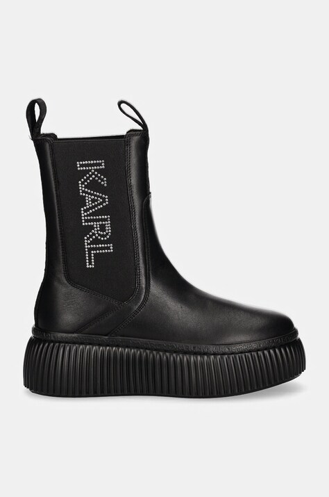 Karl Lagerfeld ghete chelsea de piele KREEPER femei, culoarea negru, cu platforma, KL42343