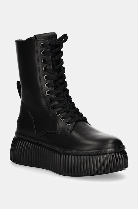 Karl Lagerfeld botine KREEPER LO femei, culoarea negru, cu platforma, KL42364