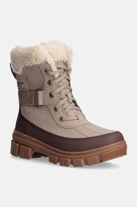 Sorel stivali da neve in pelle TORINO V PARC WP OUTDRY colore beige 2106721264