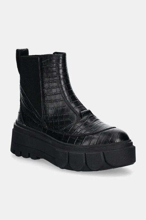 Sorel cizme de piele CARIBOU X BOOT CHELSEA W femei, culoarea negru, cu platforma, 2048441012