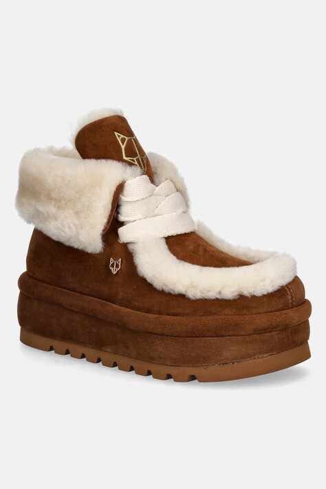Naked Wolfe stivali da neve in camoscio Bambi colore beige Bambi Suede Shearling Tan