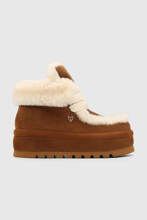 Велурени апрески Naked Wolfe Bambi в бежово Bambi Suede Shearling Tan