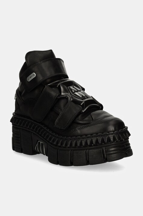 New Rock sneakers din piele CRUST NEGRO NEGRO + TOWER CASCO NEGRO culoarea negru, M-WALL285-S3