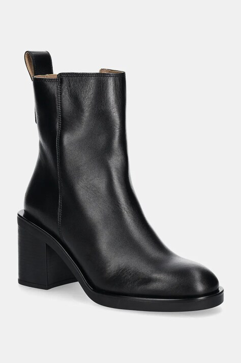 BOSS cizme de piele Camy femei, culoarea negru, cu toc drept, 50536686
