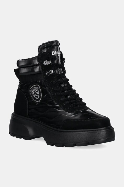 Blauer botine BLANCA femei, culoarea negru, cu toc plat, izolare usoara, F4BLANCA03.NYP