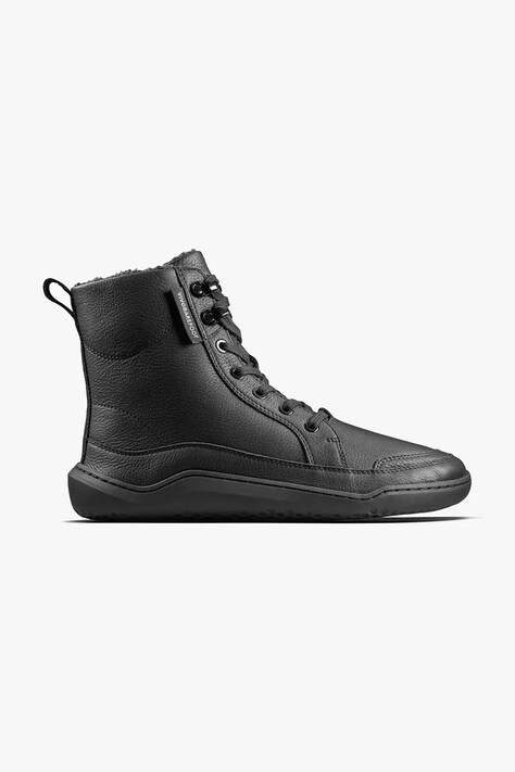 Vivobarefoot botki skórzane GOBI BOOT WARMLINED kolor czarny na płaskim obcasie 209439