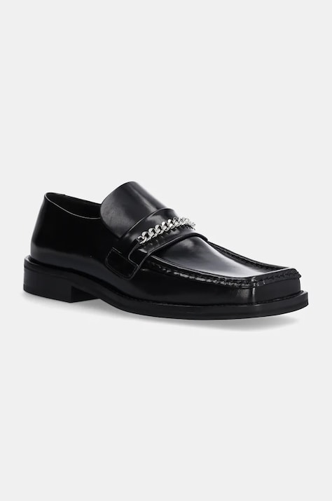 Шкіряні мокасини Martine Rose Square Toe Loafer жіночі колір чорний на плоскому ходу 1026LP11001W