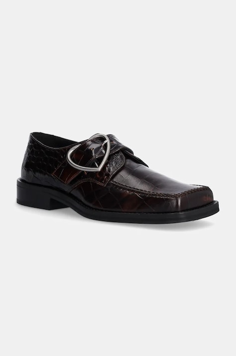 Δερμάτινα κλειστά παπούτσια Martine Rose Square Toe Buckle Loafer χρώμα: καφέ, 1055LE01710W