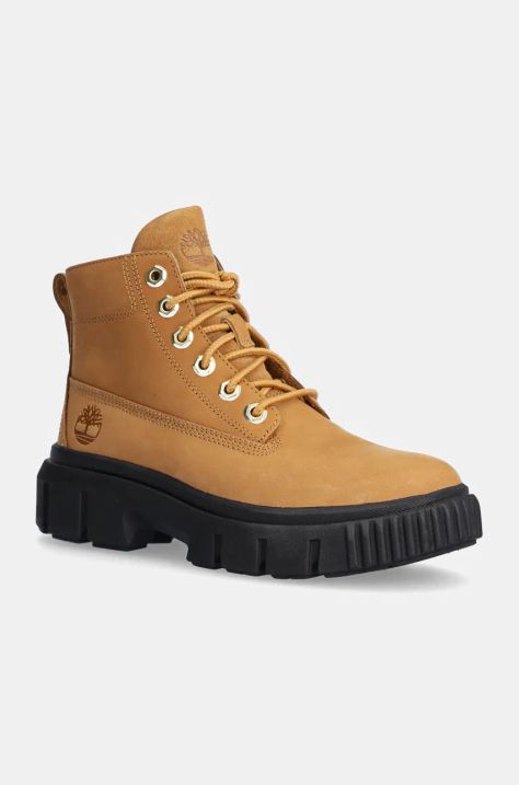 Timberland workery skórzane Greyfield damskie kolor brązowy na płaskim obcasie TB0A5RP42311