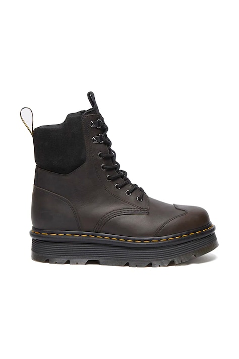 Kožené workery Dr. Martens Zebzag 8 Tie dámske, šedá farba, na platforme, jemne zateplené, DM32116733