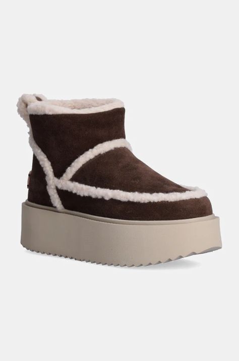 Inuikii stivali da neve in camoscio Inuikii X Coccinelle Classic Low Shearling colore marrone 75204-150